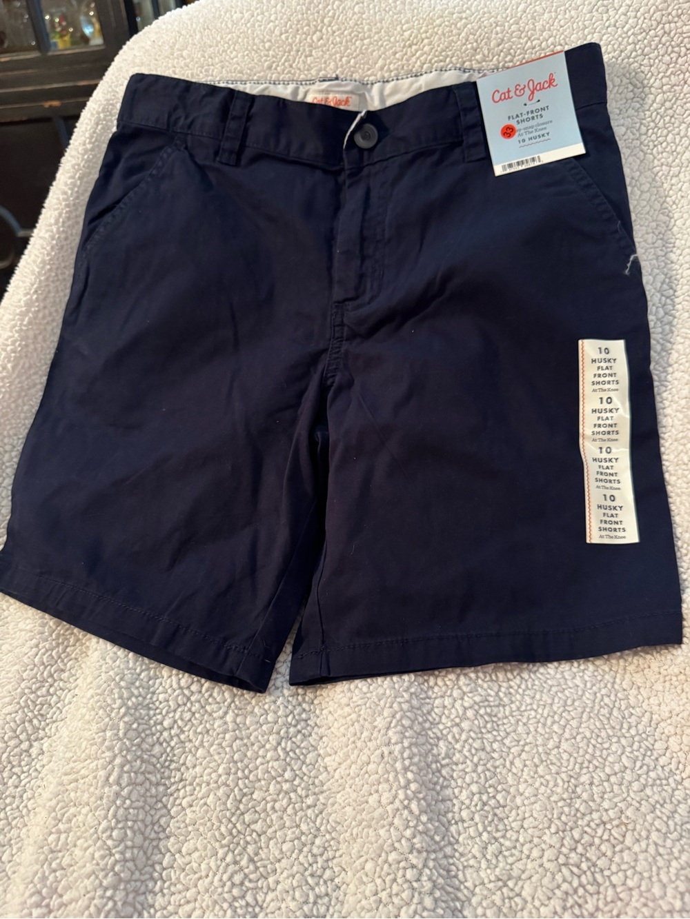 Cat & Jack Boys Navy Flat-Front Shorts Size 10 Husky NWT B19